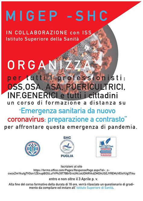 Coronavirus: un corso di formazione a distanza per tutti i  .